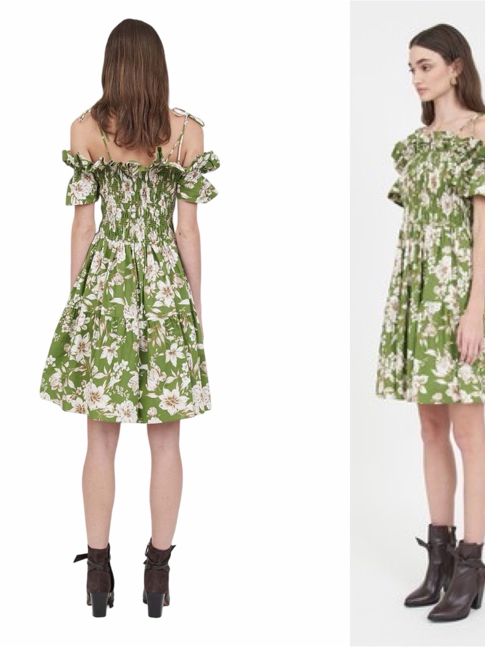 Christy Lynn Carlotta Green Floral Off-Shoulder  Dress